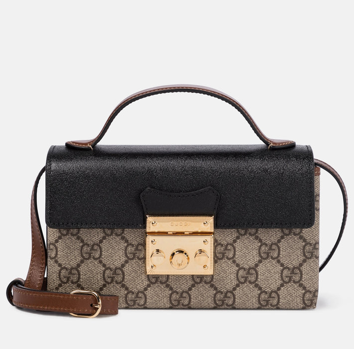 Gucci Padlock GG leather-trimmed shoulder bag