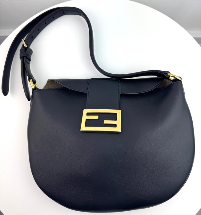 Fendi Vitello Grace Suede Small Croissant Hobo bag