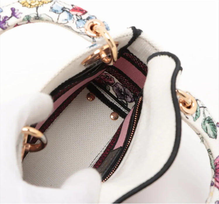 Dior Mini Lady D-Lite bag in white canvas