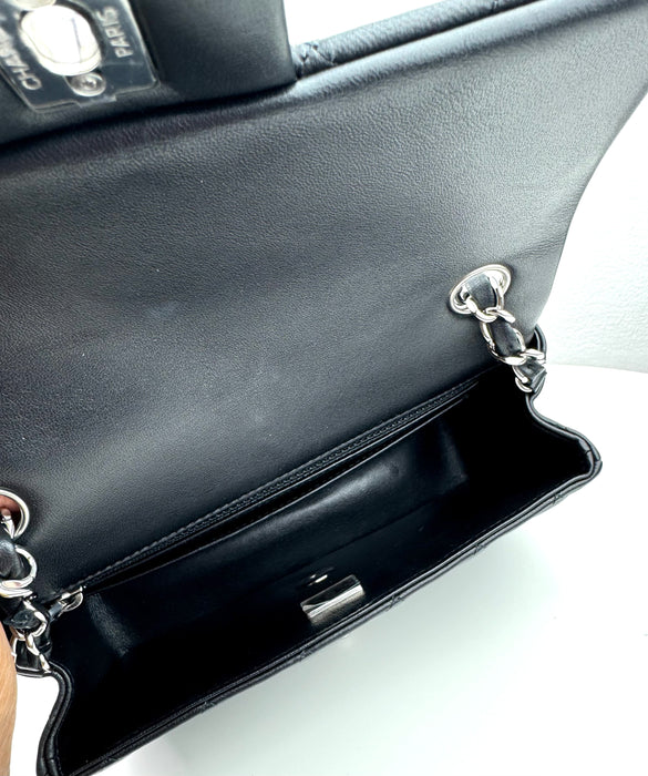 Chanel Classic Mini Flap Bag in Black with Silver hardware