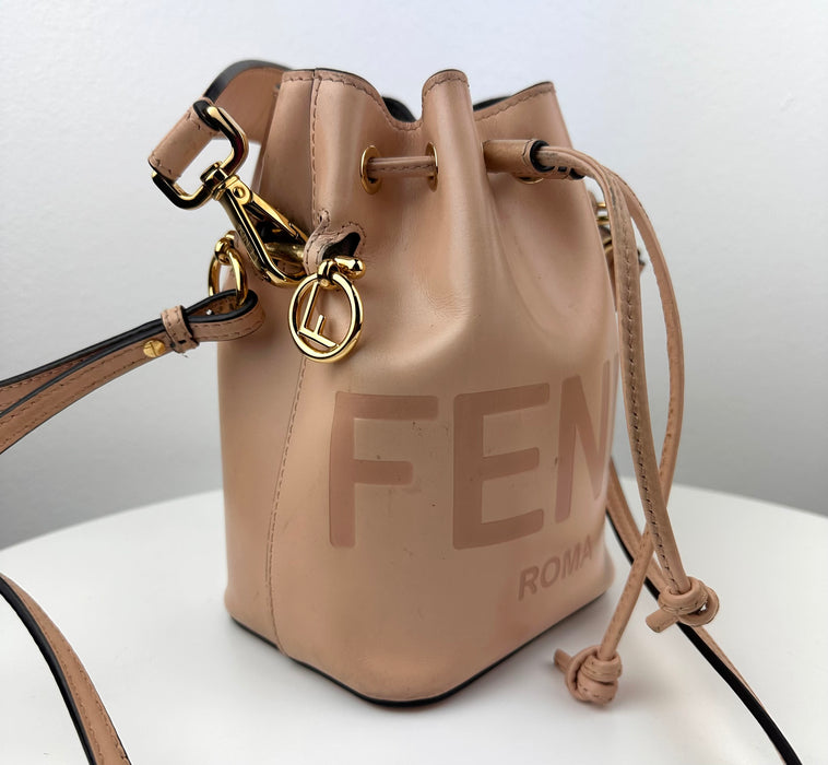 Fendi Mon Tresor Pale Pink Leather Mini Bucket Bag