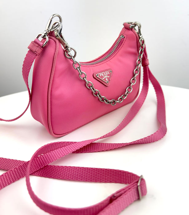 Prada Tessuto Nylon Mini Re-Edition Shoulder bag Pink
