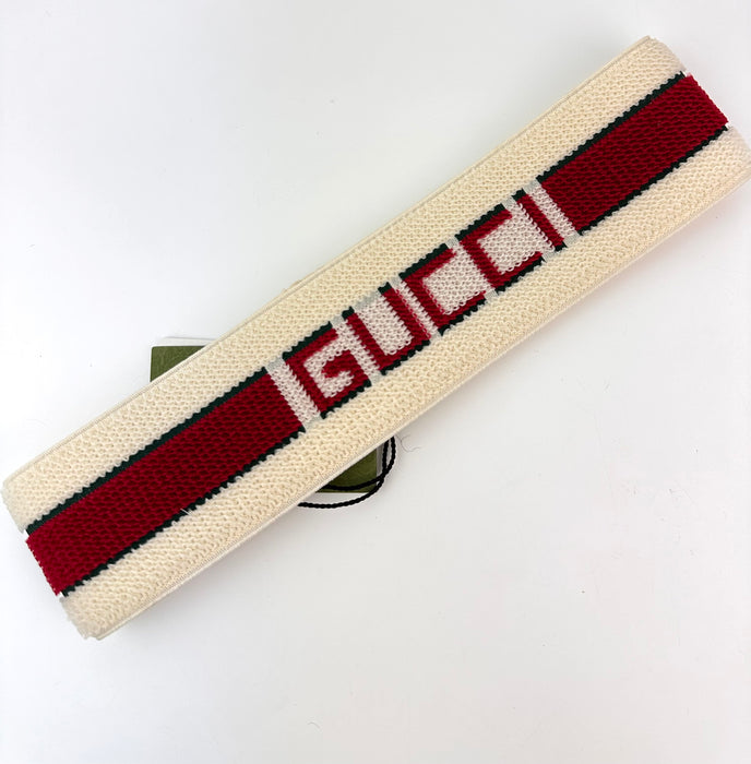 Gucci red and white Elastic stripe headband