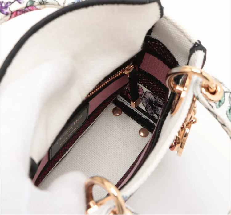Dior Mini Lady D-Lite bag in white canvas