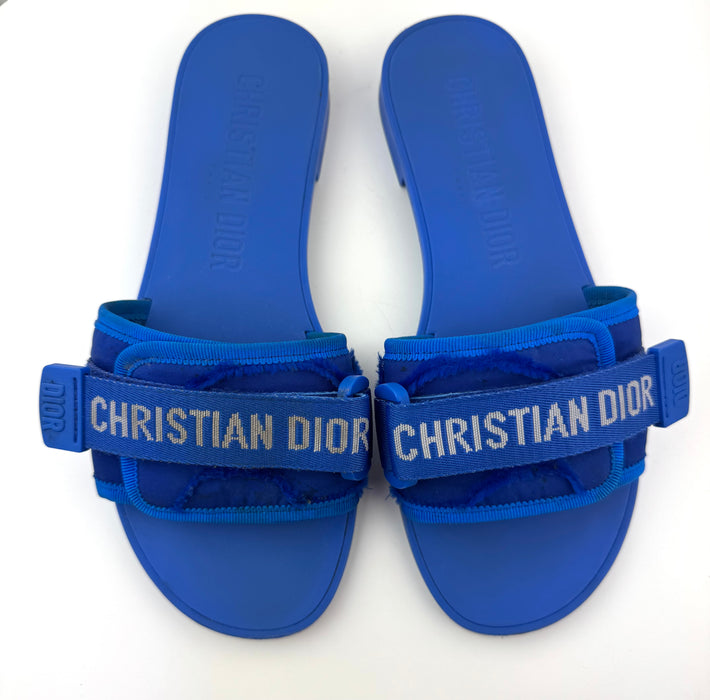 Dior (R)evolution Slides in Bright Blue Camouflage Technical Fabric
