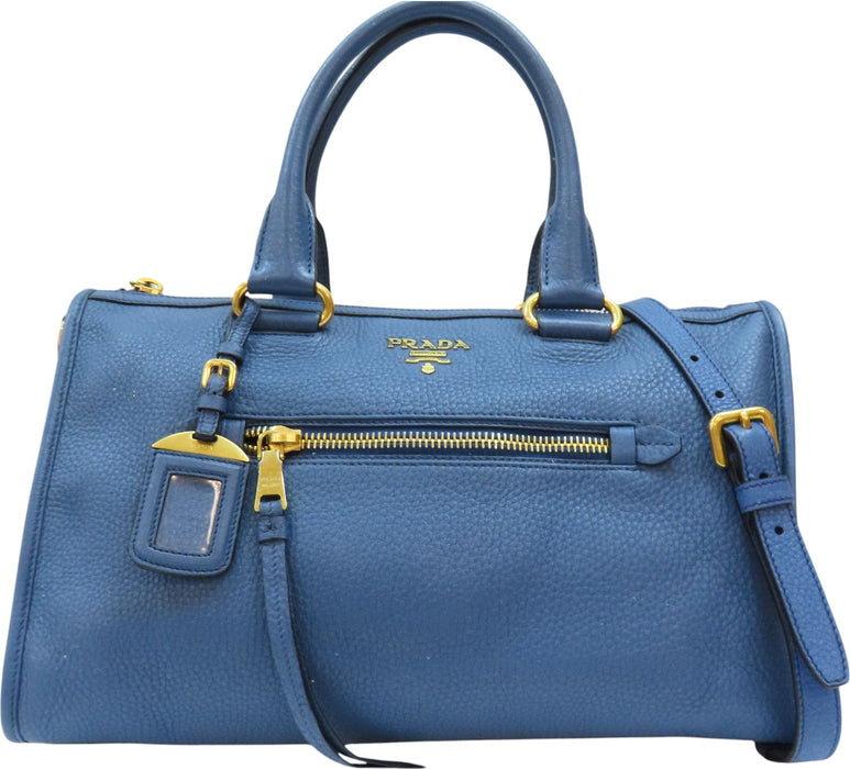 Prada Shoulder Handbag Calfskin Blue