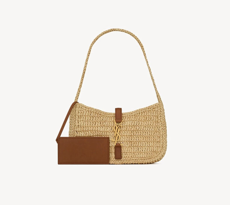 Saint Laurent Mini Le 5 à 7 raffia hobo bag