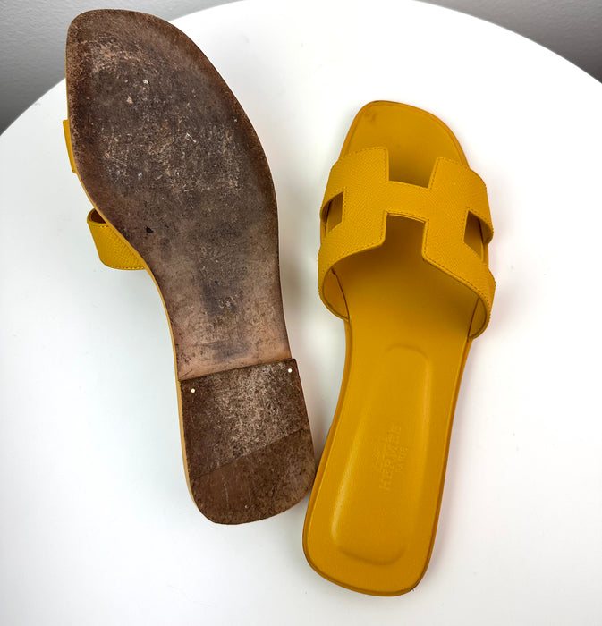 Hermes Oran Sandals in Yellow