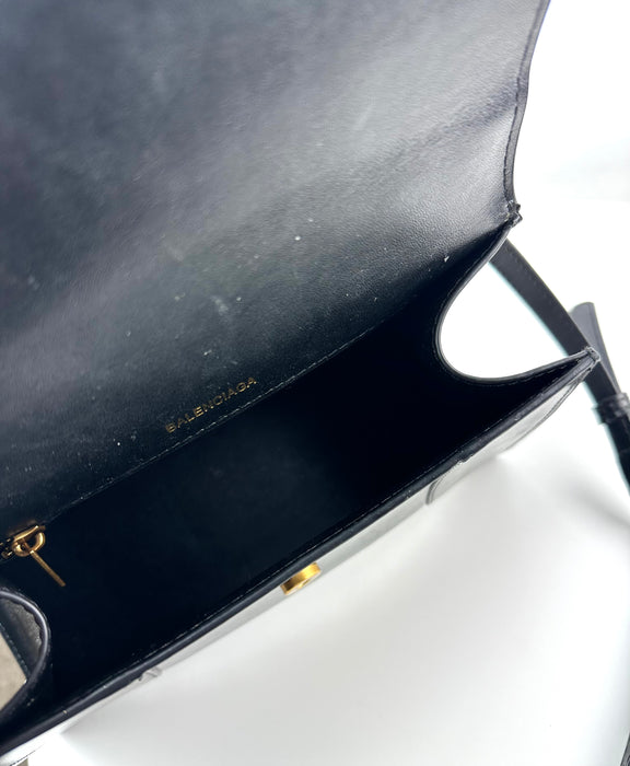 Balenciaga Hourglass Small Top Handle Bag in Black