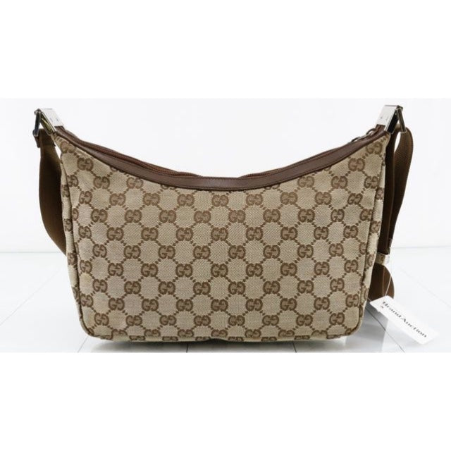 Gucci Gg Canvas Leather Shoulder Bag Beige