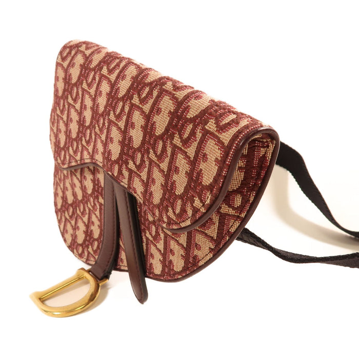 Dior Burgundy Oblique Canvas and Leather Saddle Belt Bag