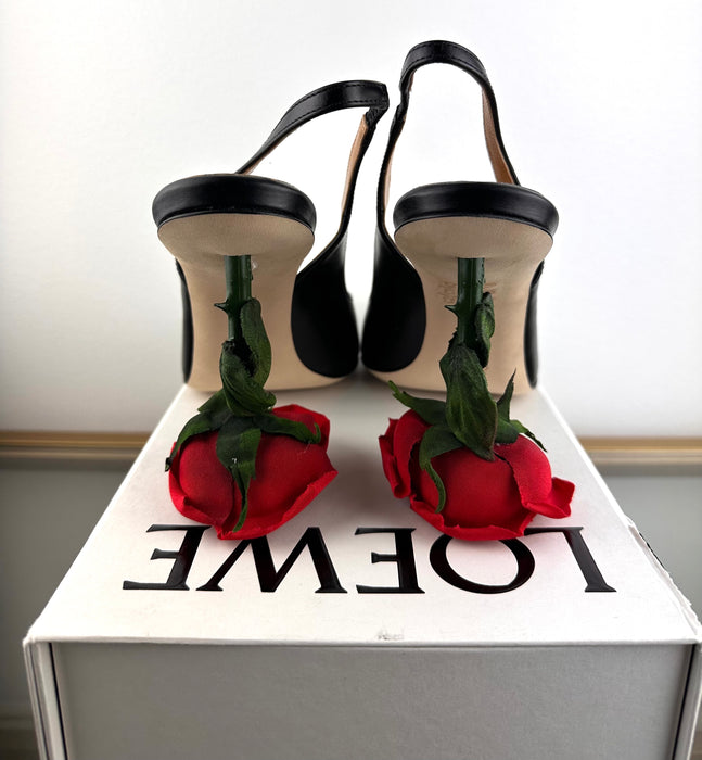 Loewe Rose Heel Slingback In Calfskin
