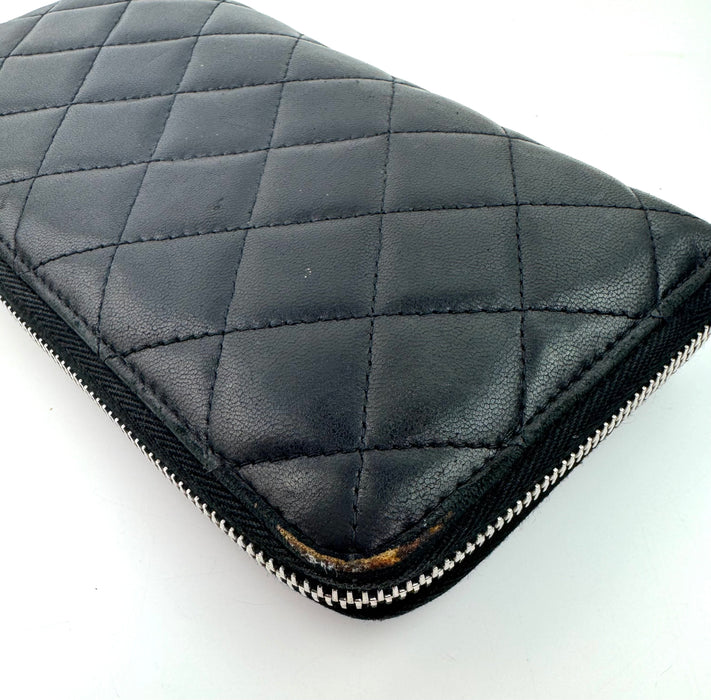 Chanel Lambskin Black Zip Wallet