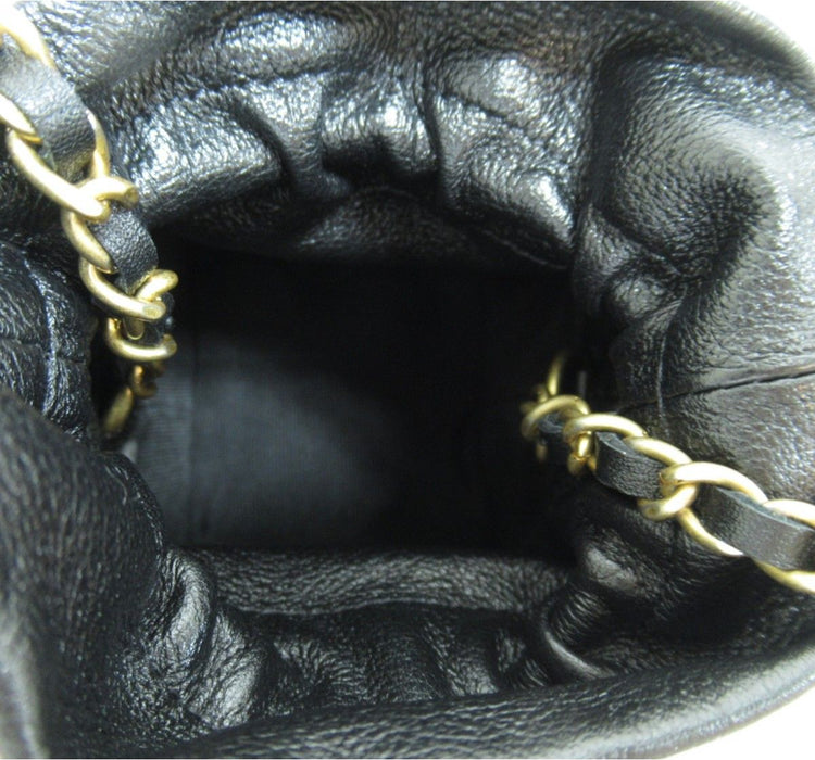 Chanel Black Quilted Leather Micro Drawstring CC Bucket Bag