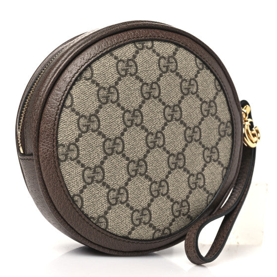 GG Supreme gucci Monogram Web Ophidia Circle Wristlet Beige