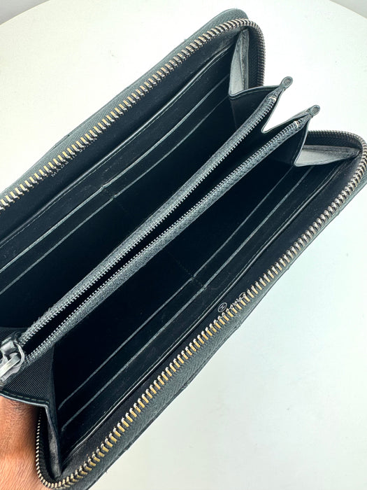 Chanel Calfskin Zip Wallet Black with black hardware