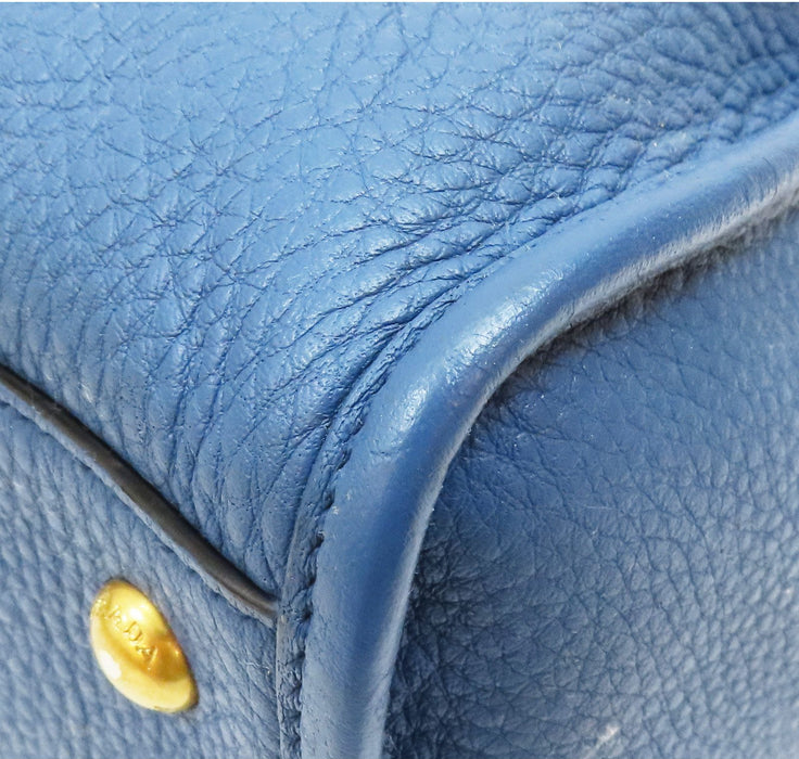 Prada Shoulder Handbag Calfskin Blue