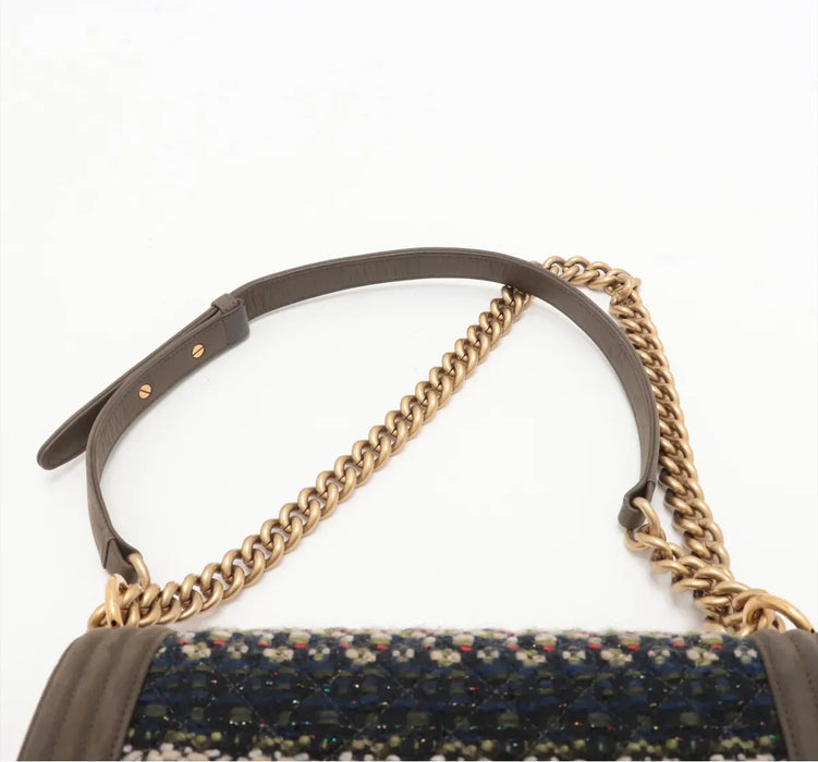 Chanel Boy Flap Bag Quilted Tweed Medium