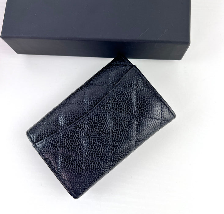 Chanel Caviar Quilted Flap Card Holder Wallet Black