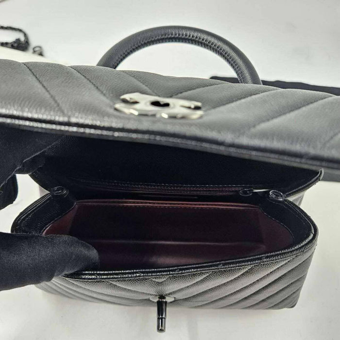Chanel Chevron Small Caviar  Coco Top Handle Flap bag