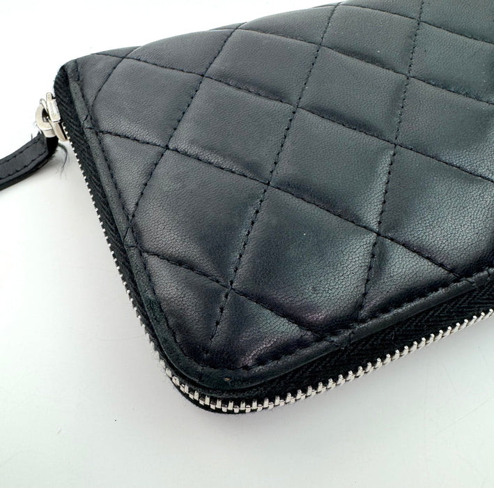 Chanel Lambskin Black Zip Wallet