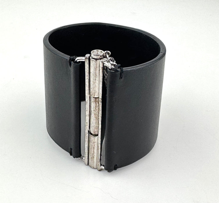 Chanel Lambskin Baguette Crystal CC Chain Cuff Bracelet black