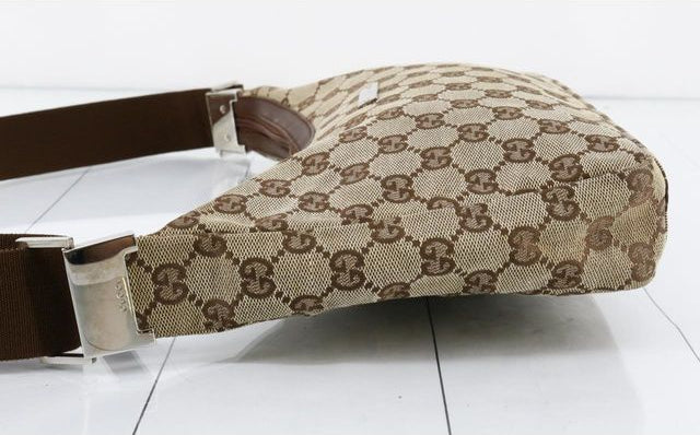 Gucci Gg Canvas Leather Shoulder Bag Beige
