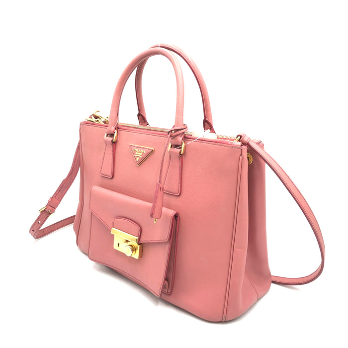 Prada Pink Saffiano Lux Galleria Tote Bag