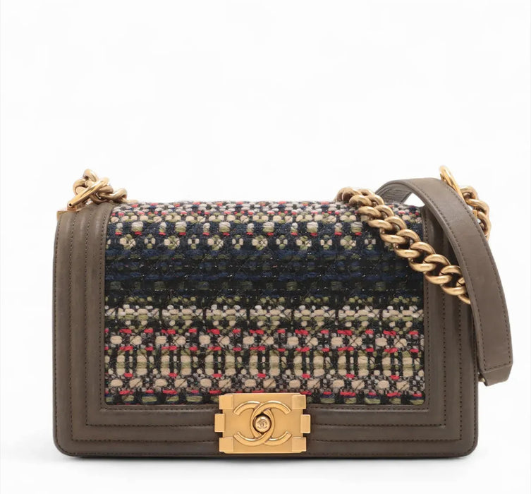 Chanel Boy Flap Bag Quilted Tweed Medium