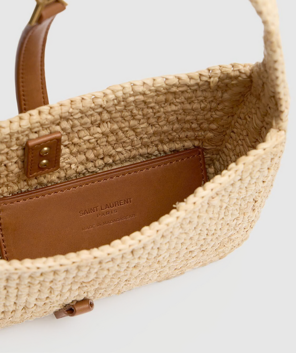 Saint Laurent Mini Le 5 à 7 raffia hobo bag