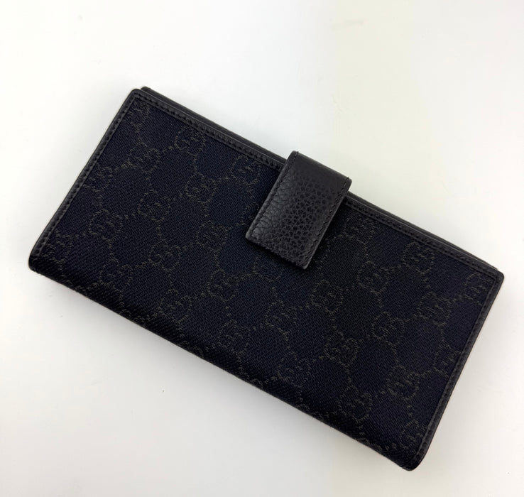 Gucci Black GG Canvas And Leather Interlocking G Continental Wallet