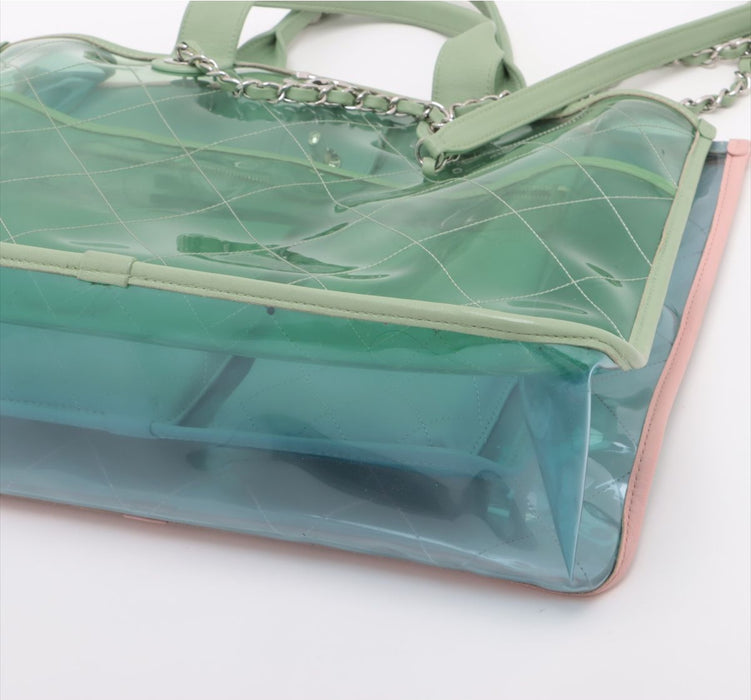 Chanel Green Medium PVC Lambskin Coco Splash Shopping Tote