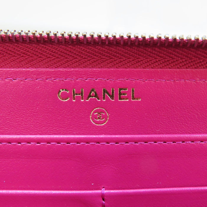 Chanel Caviar Zip Around Long Wallet Pink