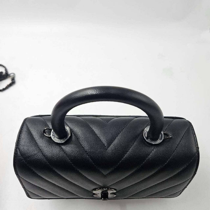 Chanel Chevron Small Caviar  Coco Top Handle Flap bag