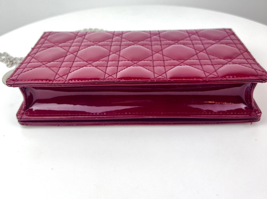Dior Lady Dior Cherry Cannage Quilt Red Patent Chain Bag