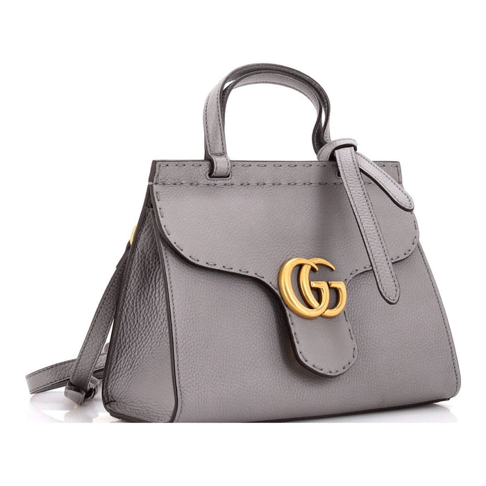 Gucci Calfskin GG Marmont Top Handle Bag