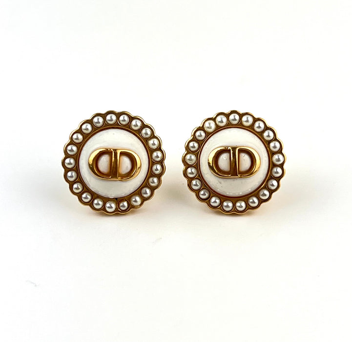 Dior Petit CD Baroque Stud Earrings