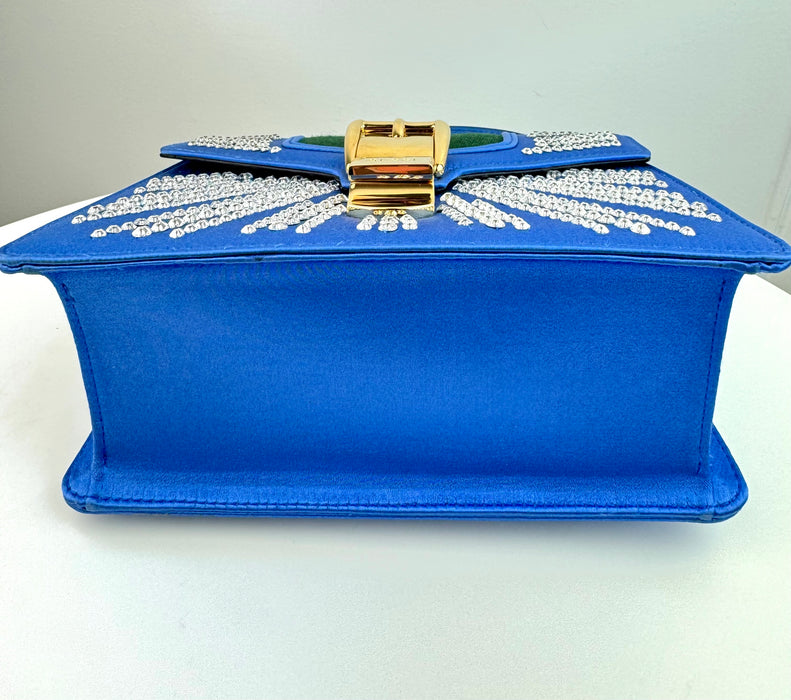 Gucci Satin Blue Sylvie Crystal Mini Bag
