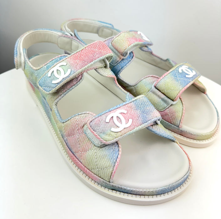 Chanel Printed Fabric Quilted Multicolor sandals