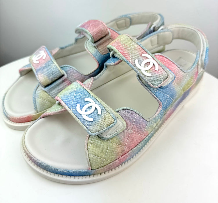 Chanel Printed Fabric Quilted Multicolor sandals