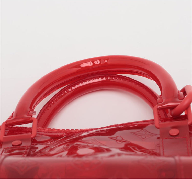 Louis Vuitton Virgil Abloh Red Monogram PVC Keepall Bandouliére 50