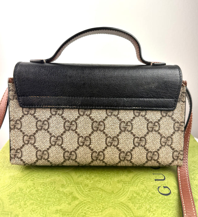 Gucci Padlock GG leather-trimmed shoulder bag