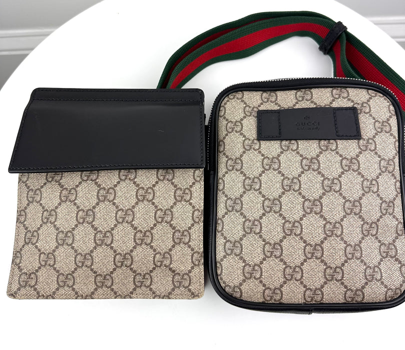 Gucci GG Supreme Double Web Belt Bag