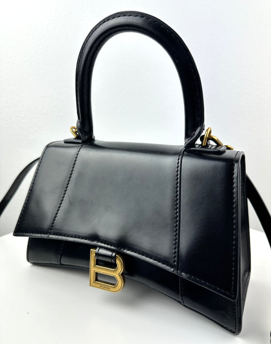 Balenciaga Hourglass Small Top Handle Bag in Black
