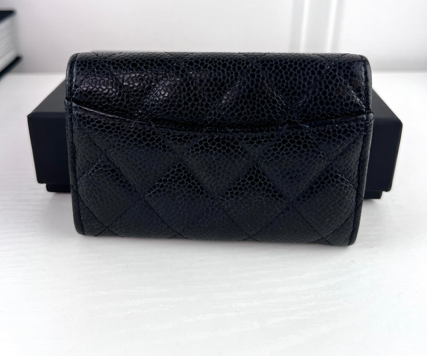 Chanel Caviar Quilted Flap Card Holder Wallet Black