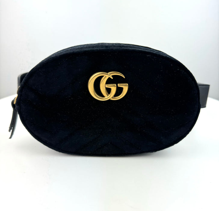 Gucci Marmont Small Velvet Belt Bag in Black
