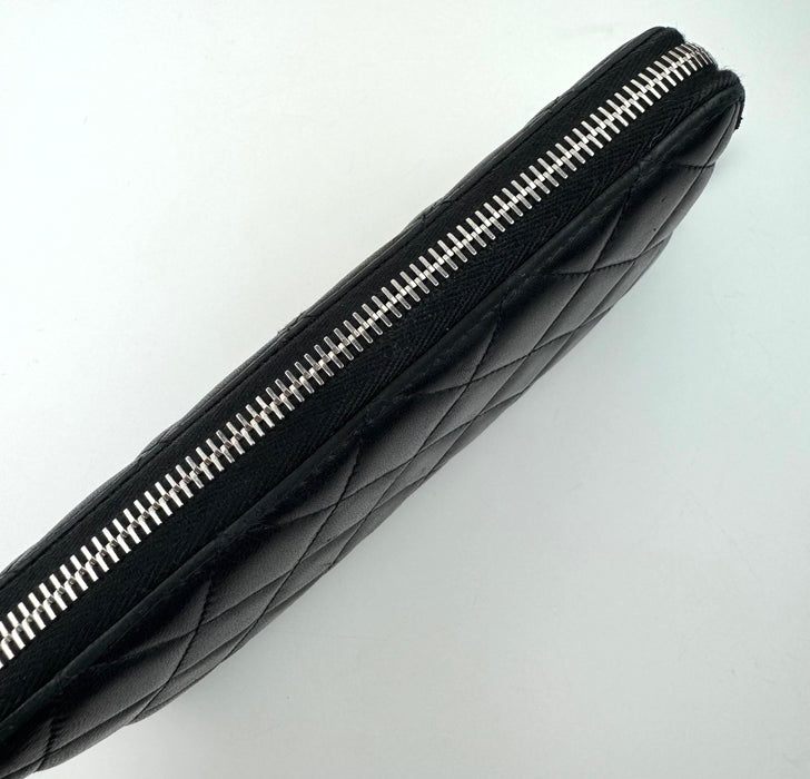 Chanel Lambskin Black Zip Wallet
