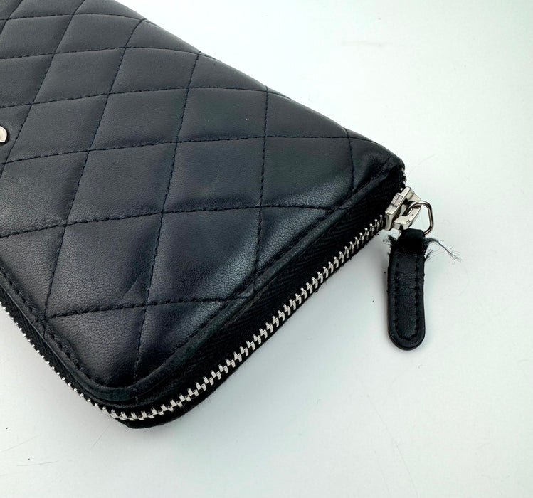 Chanel Lambskin Black Zip Wallet
