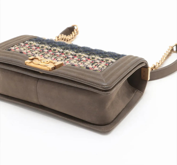 Chanel Boy Flap Bag Quilted Tweed Medium