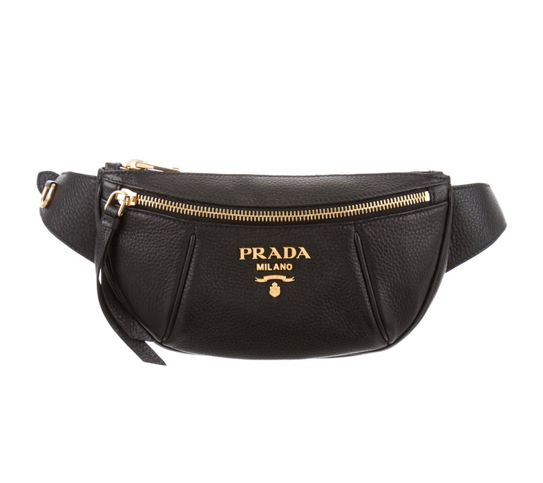 Prada Black Vitello Daino Leather Belt Bag